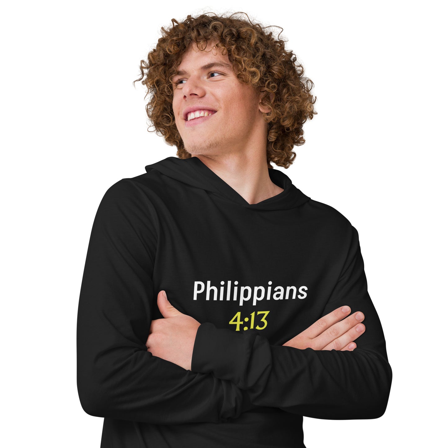 Hooded long-sleeve tee 'Philippians 4:13'